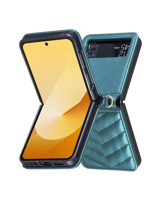Coque Samsung Galaxy Z Flip 4 Chevrons Matelassés et Lanière