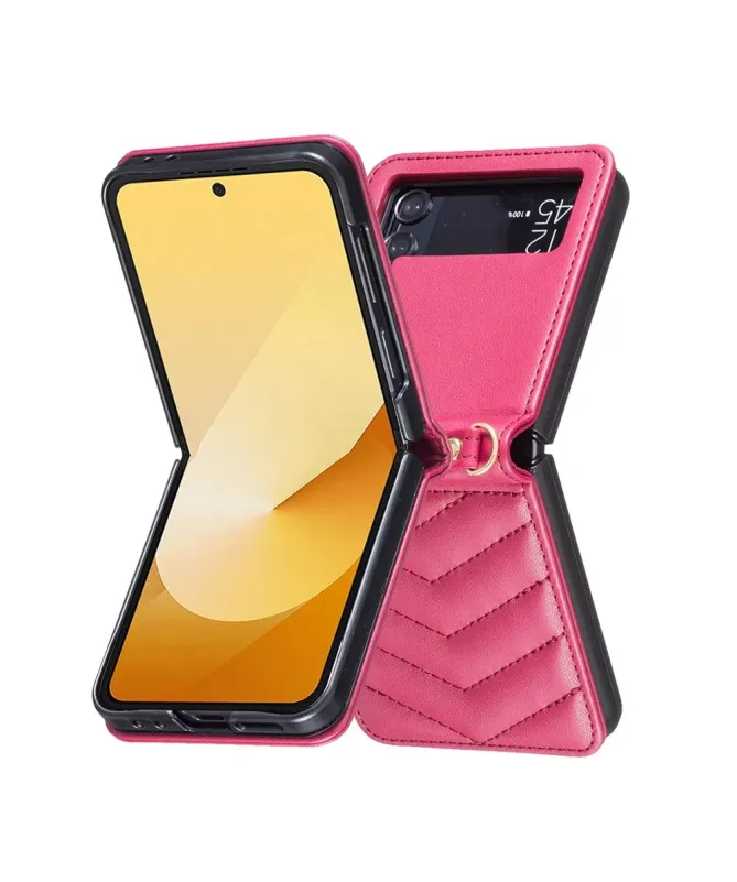 Coque Samsung Galaxy Z Flip 4 Chevrons Matelassés et Lanière
