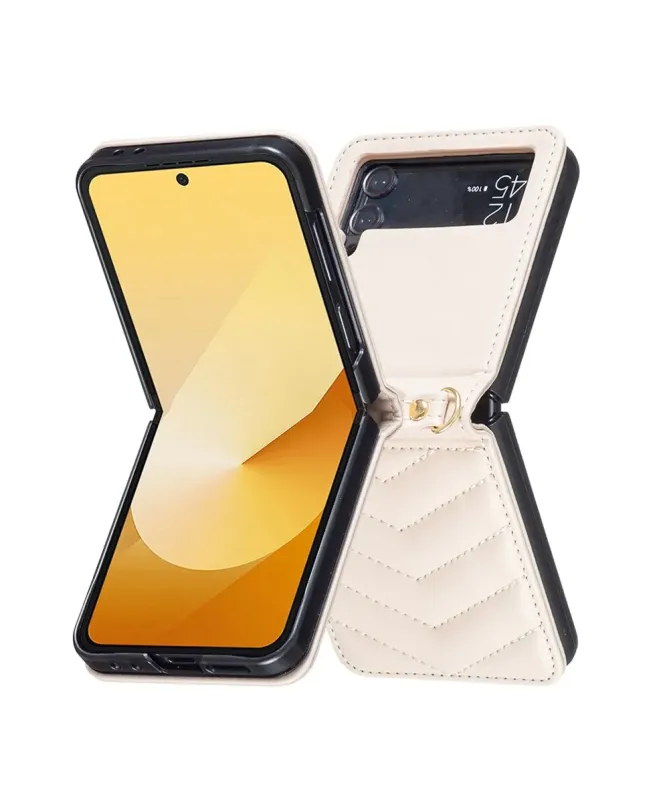 Coque Samsung Galaxy Z Flip 4 Chevrons Matelassés et Lanière