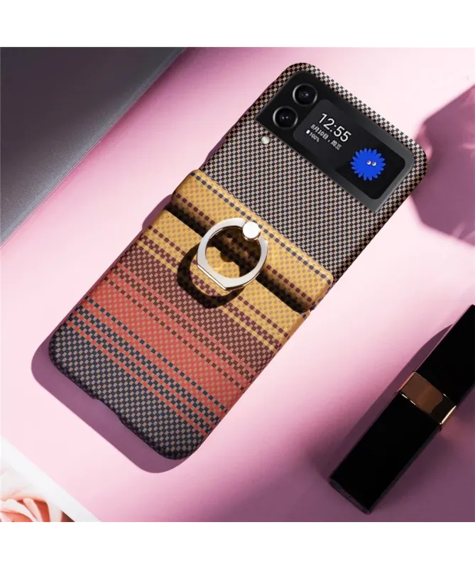 Coque Samsung Galaxy Z Flip 4 / Flip 3 Tissé avec Anneau