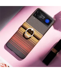 Coque Samsung Galaxy Z Flip 4 / Flip 3 Tissé avec Anneau
