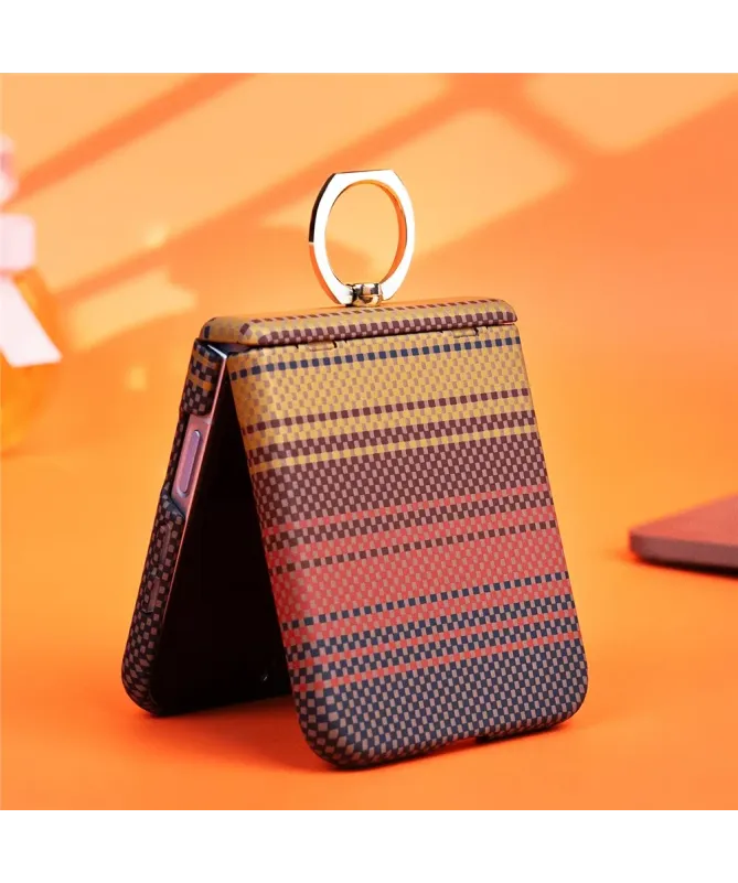 Coque Samsung Galaxy Z Flip 4 / Flip 3 Tissé avec Anneau