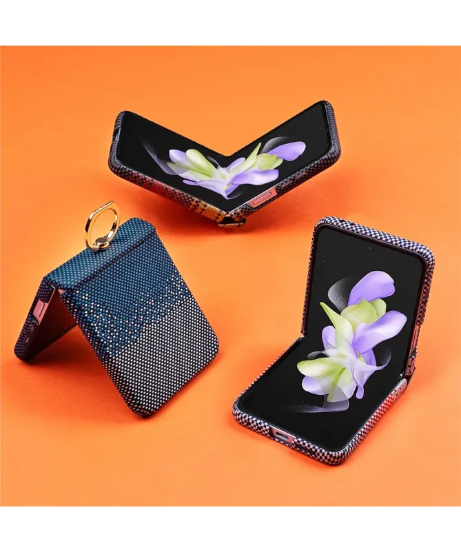Coque Samsung Galaxy Z Flip 4 / Flip 3 Tissé avec Anneau