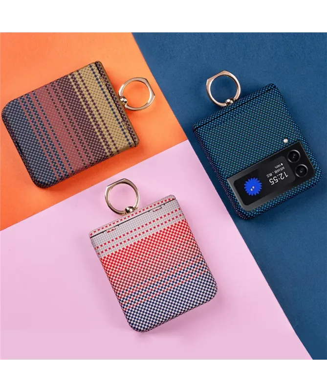 Coque Samsung Galaxy Z Flip 4 / Flip 3 Tissé avec Anneau