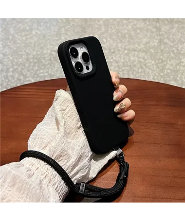 Coque iPhone 16 Pro Silicone Liquide avec Dragonne Noir - photo 10