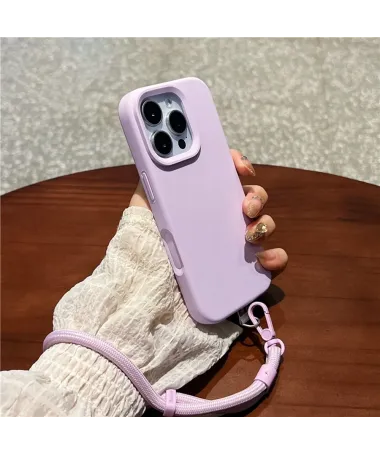 Coque iPhone 16 Pro Silicone Liquide avec Dragonne Violet clair - photo 14