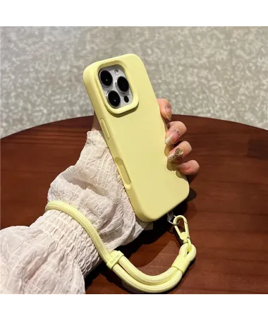 Coque iPhone 16 Pro Silicone Liquide avec Dragonne Jaune - photo 20