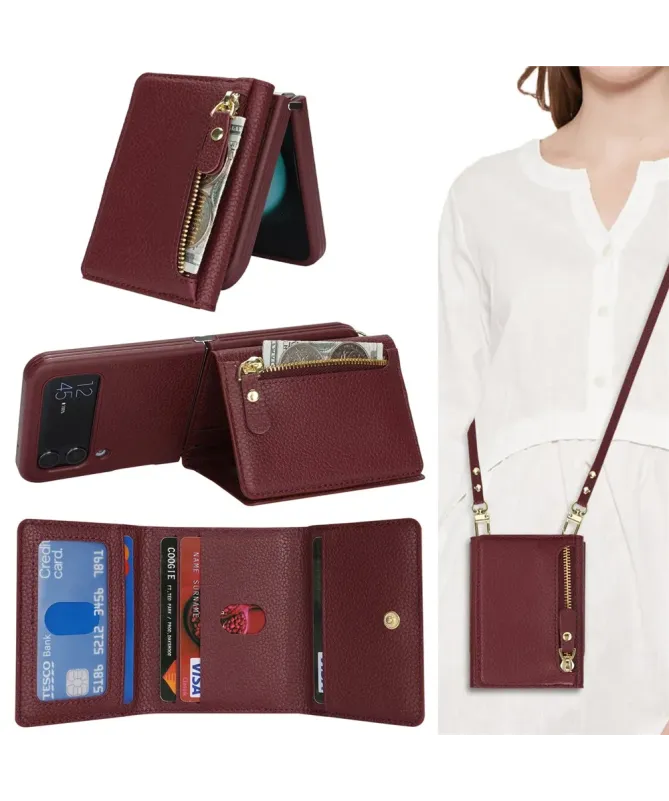 Housse Samsung Z Flip 4 Portefeuille Sac Bandoulière