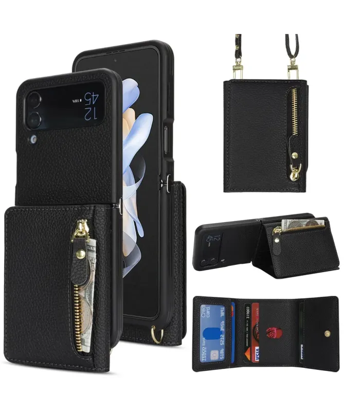 Housse Samsung Z Flip 4 Portefeuille Sac Bandoulière
