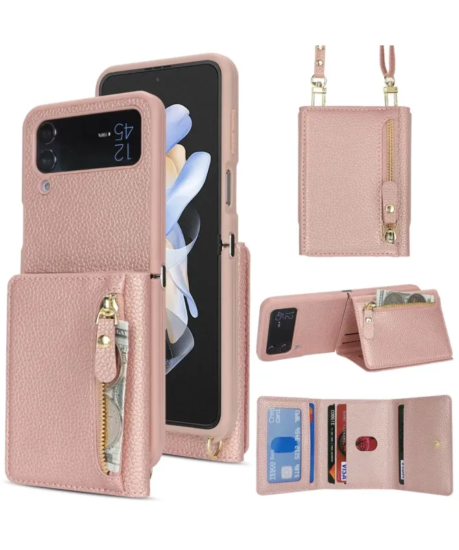 Housse Samsung Z Flip 4 Portefeuille Sac Bandoulière