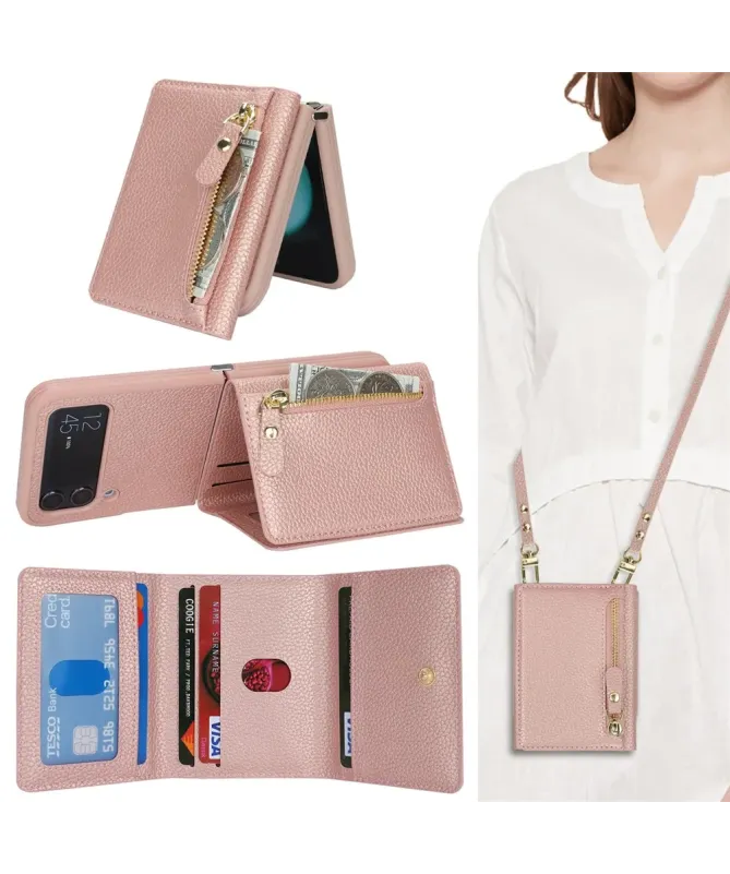 Housse Samsung Z Flip 4 Portefeuille Sac Bandoulière