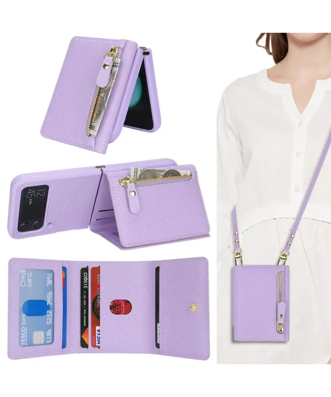 Housse Samsung Z Flip 4 Portefeuille Sac Bandoulière