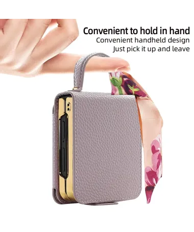 Coque Samsung Galaxy Z Flip 7 Sac de Luxe avec Miroir et Foulard