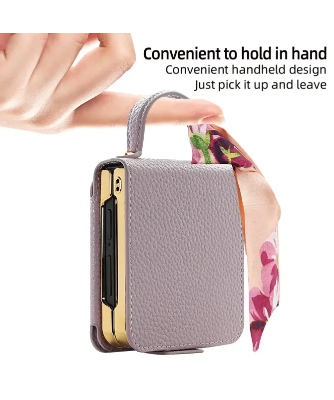 Coque Samsung Galaxy Z Flip 7 Sac de Luxe avec Miroir et Foulard