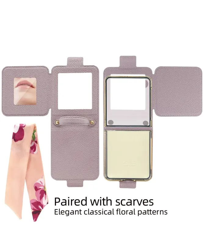 Coque Samsung Galaxy Z Flip 7 Sac de Luxe avec Miroir et Foulard