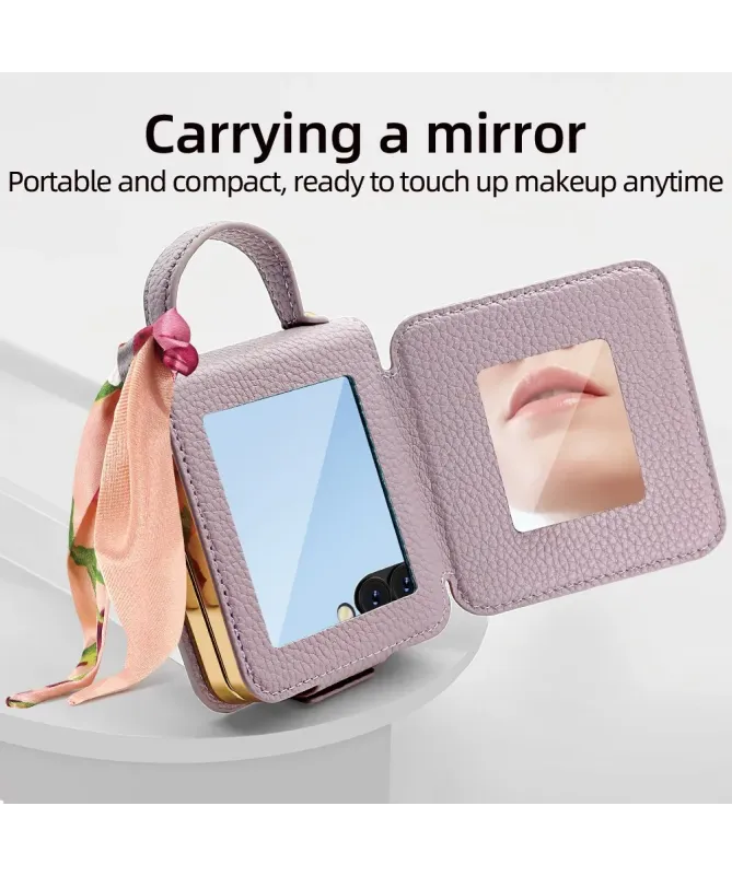 Coque Samsung Galaxy Z Flip 7 Sac de Luxe avec Miroir et Foulard