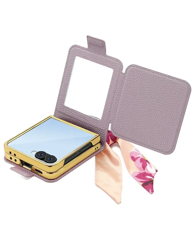 Coque Samsung Galaxy Z Flip 7 Sac de Luxe avec Miroir et Foulard