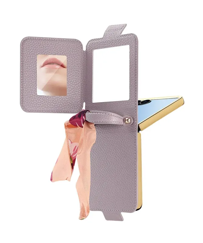 Coque Samsung Galaxy Z Flip 7 Sac de Luxe avec Miroir et Foulard
