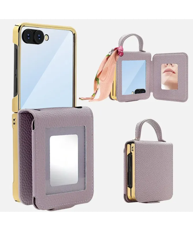 Coque Samsung Galaxy Z Flip 7 Sac de Luxe avec Miroir et Foulard