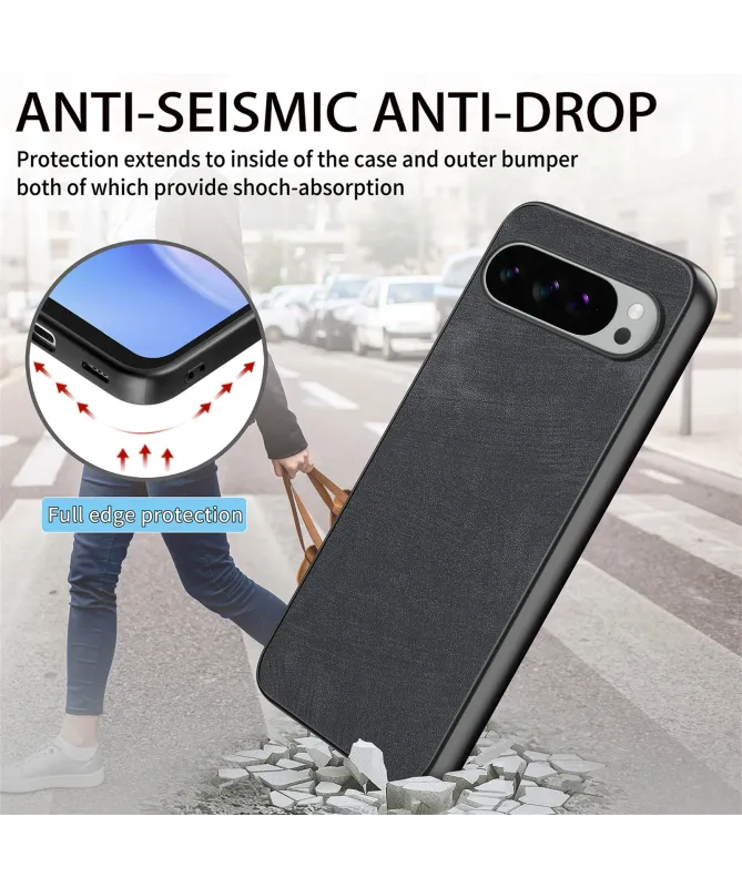 Coque Google Pixel 10 Pro XL Effet Cuir Vintage | RETROVA Noir - photo 20