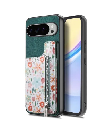 Coque Google Pixel 10 Pro XL zippée fleurs RFID et fonction support