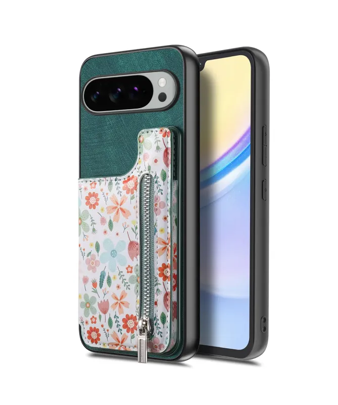 Coque Google Pixel 10 Pro XL zippée fleurs RFID et fonction support