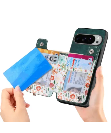 Coque Google Pixel 10 Pro XL zippée fleurs RFID et fonction support