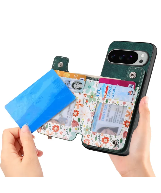 Coque Google Pixel 10 Pro XL zippée fleurs RFID et fonction support