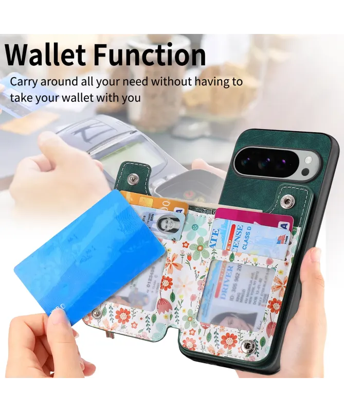 Coque Google Pixel 10 Pro XL zippée fleurs RFID et fonction support