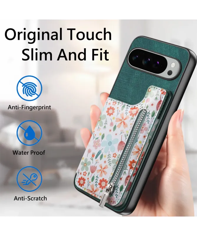 Coque Google Pixel 10 Pro XL zippée fleurs RFID et fonction support