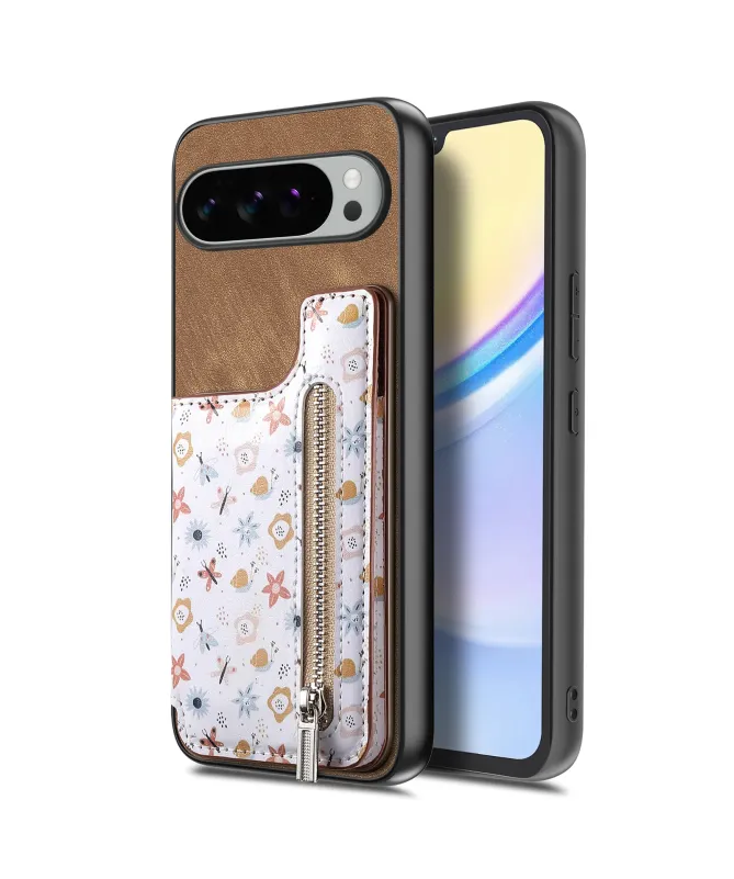 Coque Google Pixel 10 Pro XL zippée fleurs RFID et fonction support