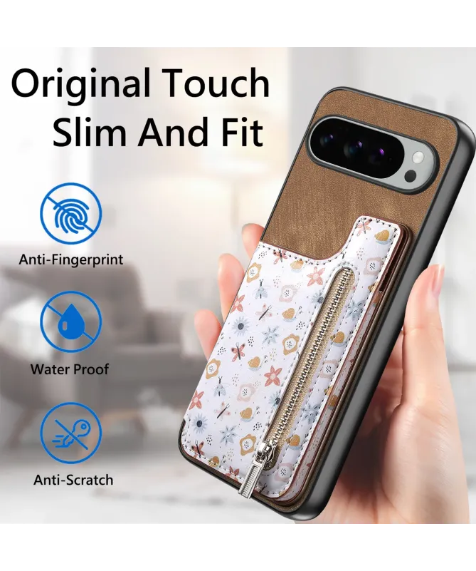 Coque Google Pixel 10 Pro XL zippée fleurs RFID et fonction support