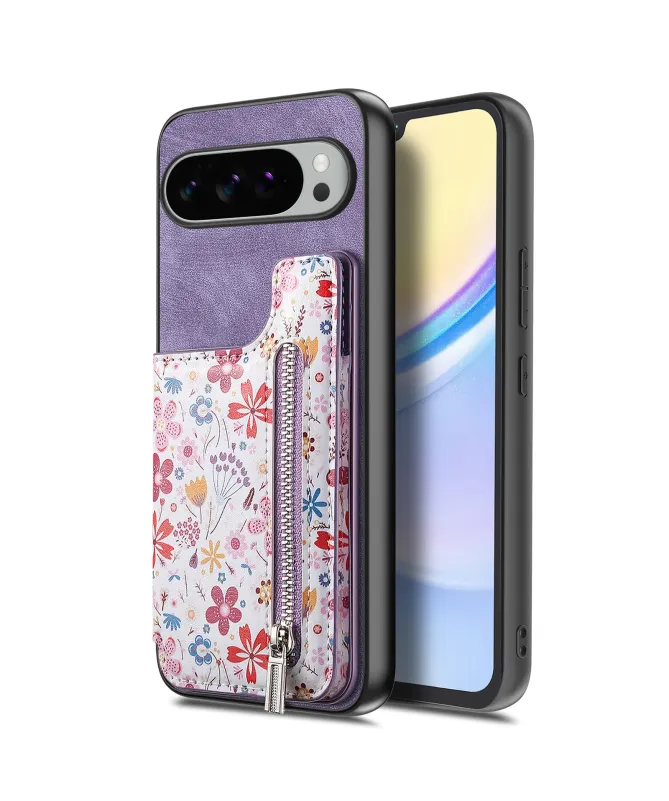 Coque Google Pixel 10 Pro XL zippée fleurs RFID et fonction support
