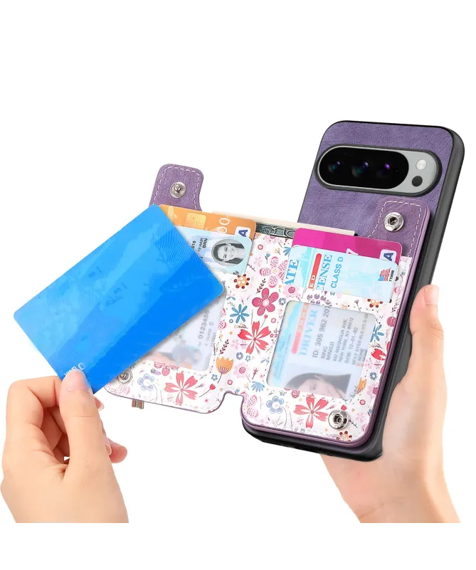 Coque Google Pixel 10 Pro XL zippée fleurs RFID et fonction support