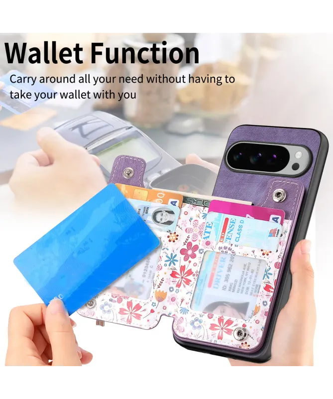 Coque Google Pixel 10 Pro XL zippée fleurs RFID et fonction support