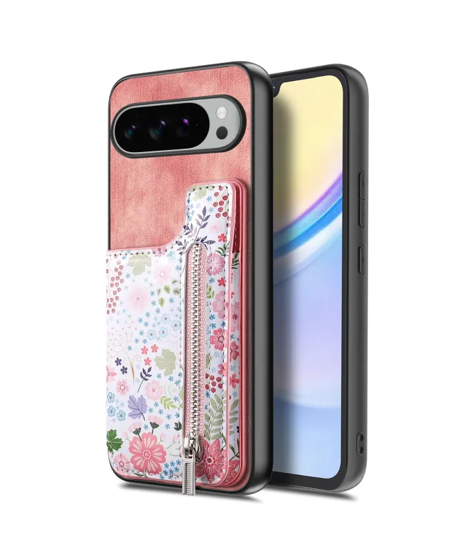 Coque Google Pixel 10 Pro XL zippée fleurs RFID et fonction support