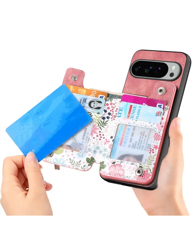 Coque Google Pixel 10 Pro XL zippée fleurs RFID et fonction support