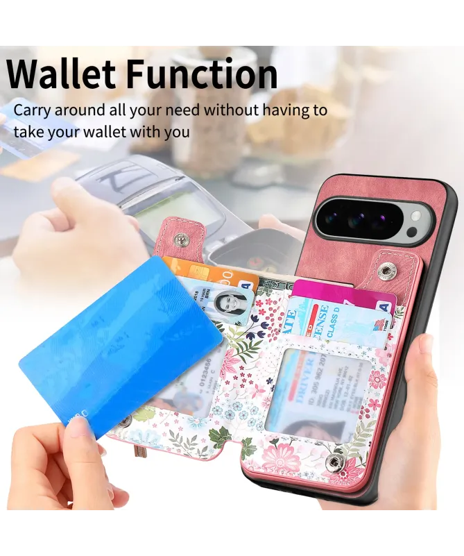 Coque Google Pixel 10 Pro XL zippée fleurs RFID et fonction support