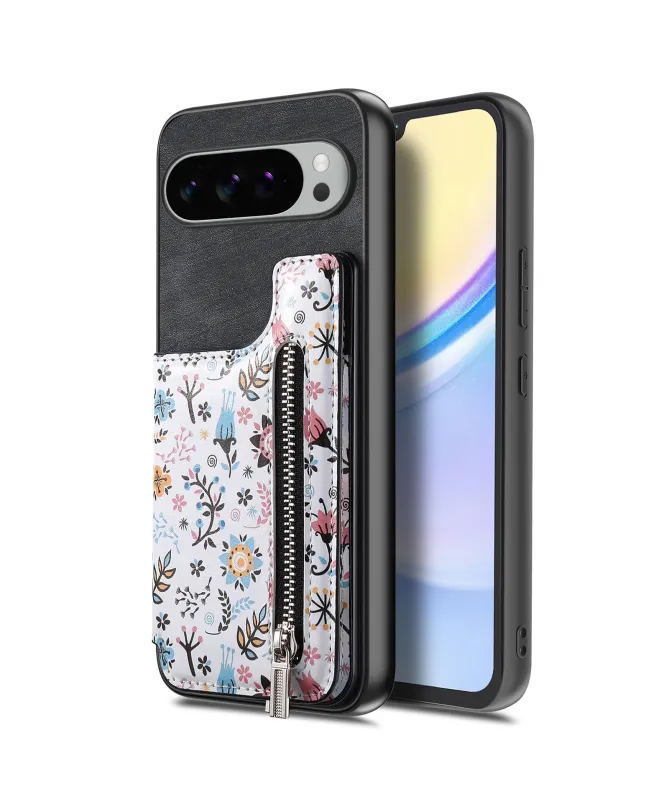 Coque Google Pixel 10 Pro XL zippée fleurs RFID et fonction support