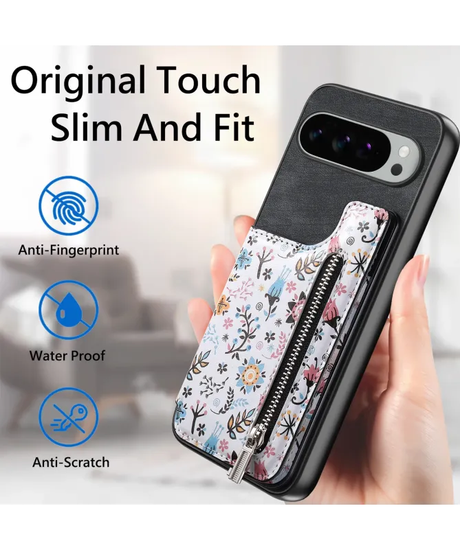 Coque Google Pixel 10 Pro XL zippée fleurs RFID et fonction support