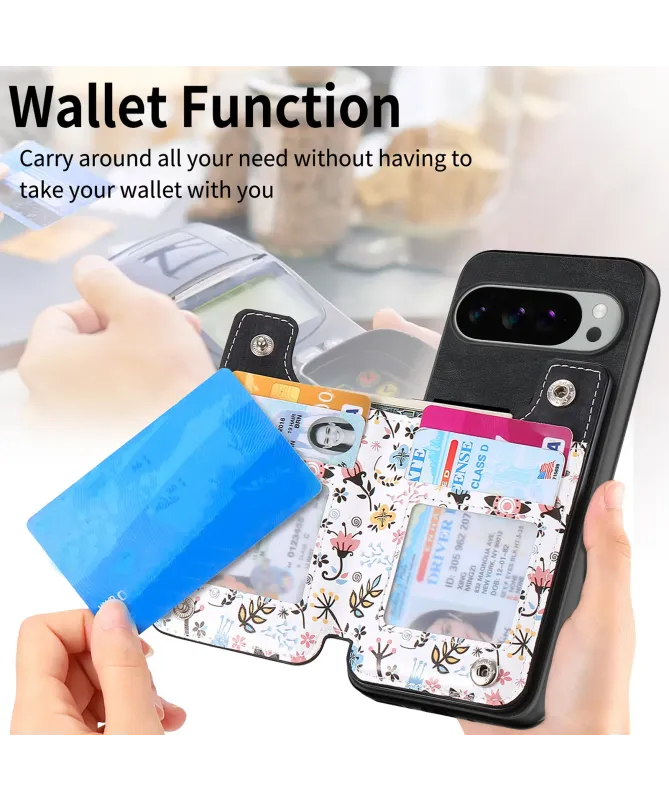 Coque Google Pixel 10 Pro XL zippée fleurs RFID et fonction support