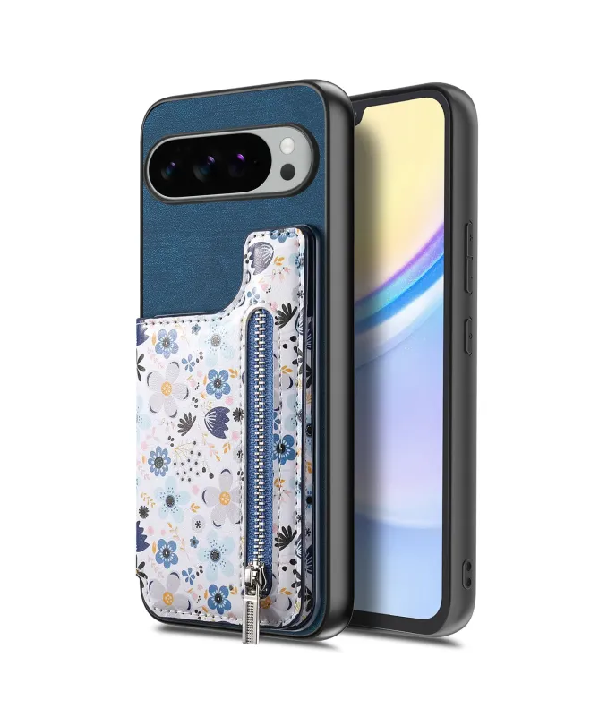 Coque Google Pixel 10 Pro XL zippée fleurs RFID et fonction support