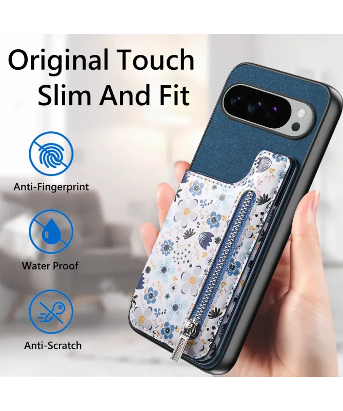 Coque Google Pixel 10 Pro XL zippée fleurs RFID et fonction support