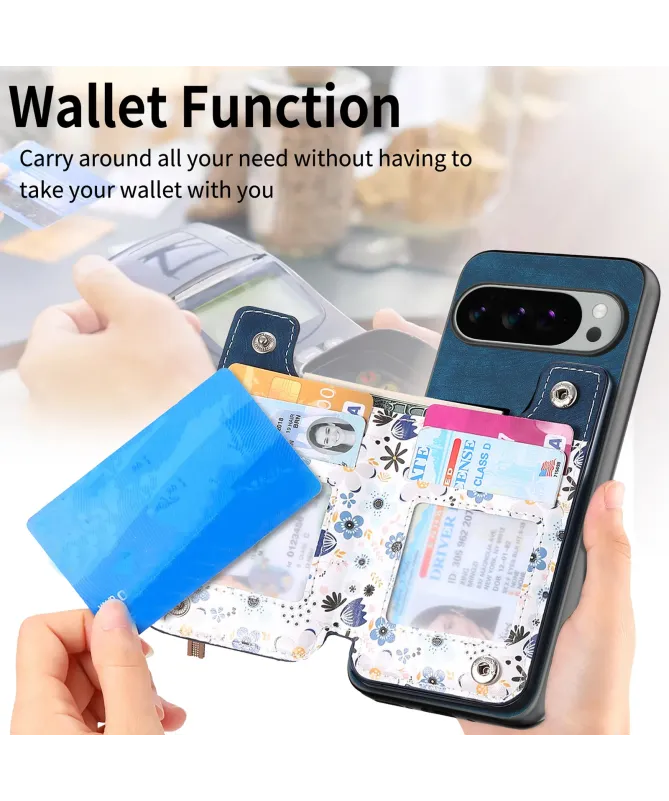 Coque Google Pixel 10 Pro XL zippée fleurs RFID et fonction support