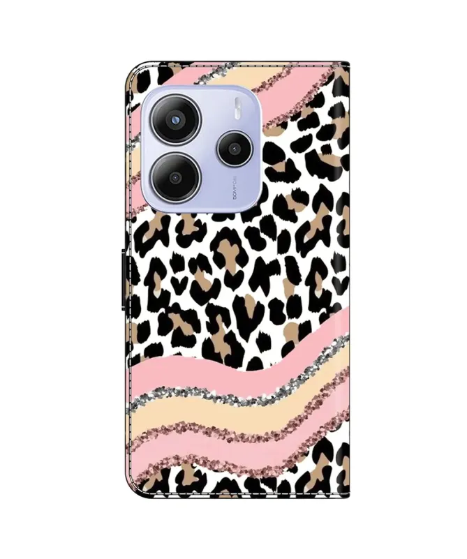 Housse Xiaomi Redmi Note 14 4G Léopard et Paillettes