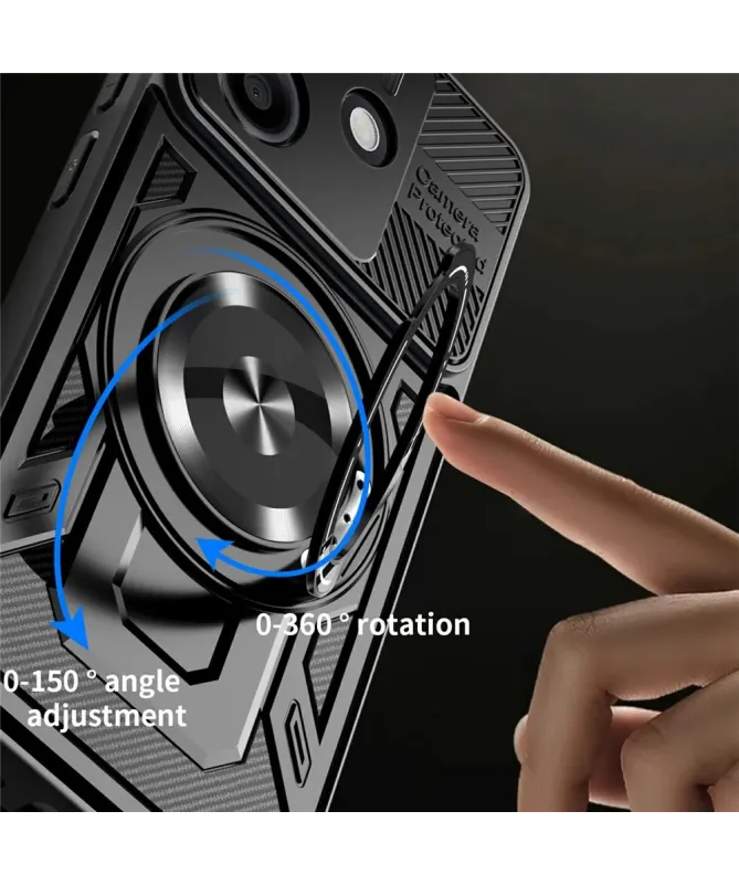 Coque Xiaomi Redmi Note 14 4G Robuste avec Anneau et Cache Objectif