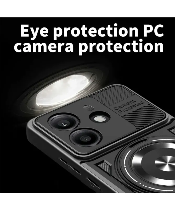 Coque Xiaomi Redmi Note 14 4G Robuste avec Anneau et Cache Objectif