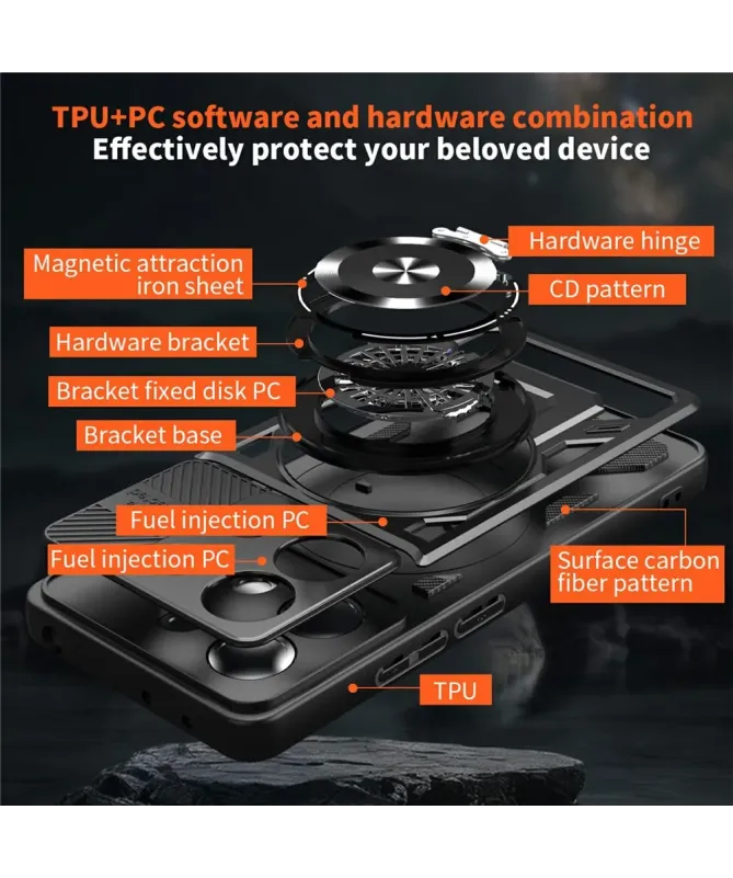 Coque Xiaomi Redmi Note 14 4G Robuste avec Anneau et Cache Objectif