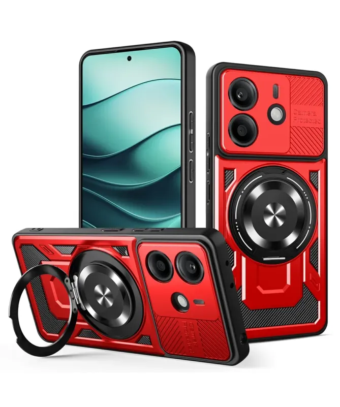 Coque Xiaomi Redmi Note 14 4G Robuste avec Anneau et Cache Objectif