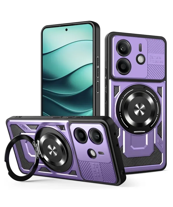 Coque Xiaomi Redmi Note 14 4G Robuste avec Anneau et Cache Objectif